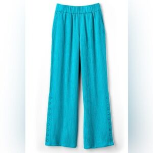 Soft Surroundings NWOT Oceo Gauze Pants Size XL Petite Teal Wide Leg Beach